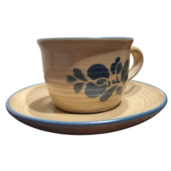 Vintage Pflatzgraff Folkart Stoneware Cup & Saucer Set (6 each) - Picture 2 of 4